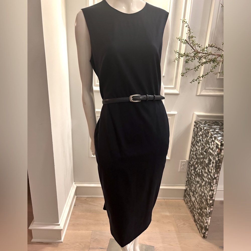 Max Mara Navy Virgin Wool Sheath Dress w/Belt